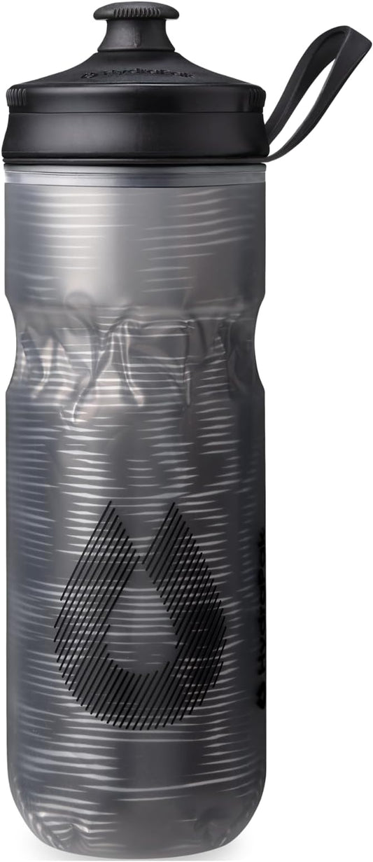HydraPak Polar Sport Insulated Water Bottle (20oz, Pulse Black) | High Flow, BPA Free, Tri-Layer Insulation, Leakproof, Dash Handle, Easy Squeeze, Self-Sealing Cap, for Sports