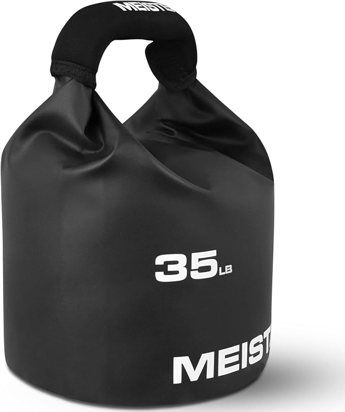 Meister BEAST Portable Sand Kettlebell - Soft Sandbag Weight - 35lb / 15.9kg - Black | Soft-sided kettlebell w/ oversized neoprene handle for swings, squats, presses, pulls and more. Ideal for home and travel