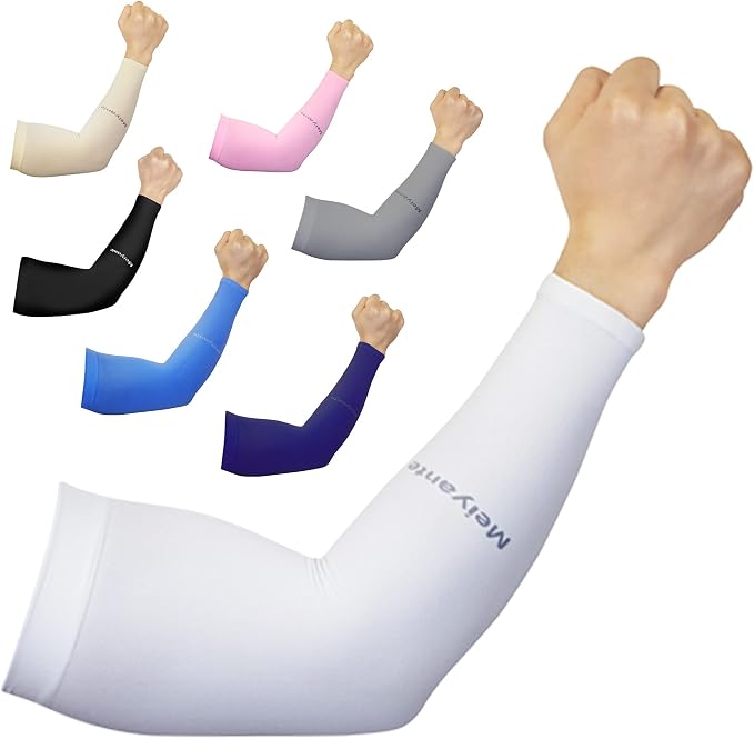 Cooling Arm Sleeves for Men & Women, UPF 50+ UV Protection | Wrist-length UPF 50+ arm sleeves for work, driving, gardening and sports; 88% nylon/12% spandex; 1 pair.