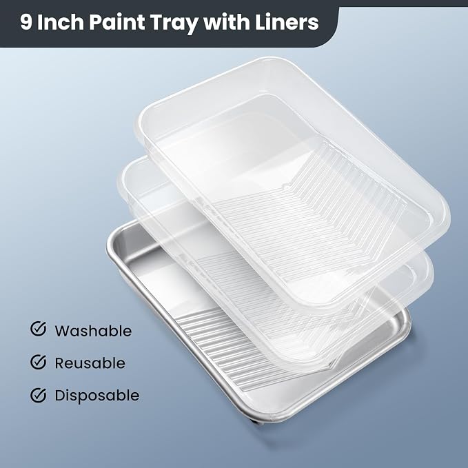 Mister Rui Paint Roller Kit, 18 Pack Paint Roller Set, 4" 9" Paint Rollers | Ideal for Painting Walls, Paint Tray with Liners, Angled Paint Brush, Professional Painting Kit for Home Improvement