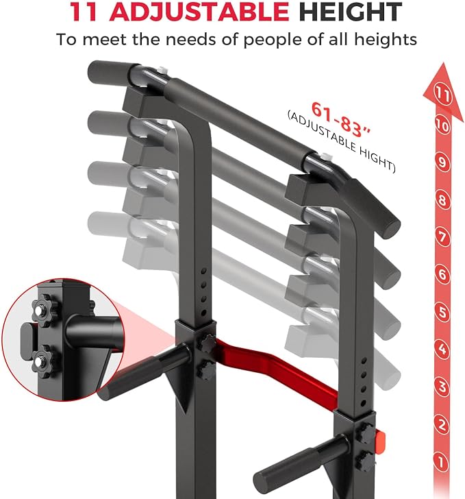 Pull Up Bar, Multifunction Power Tower Dip Bar Station Home Gym Strength Training Workout Equipment for Pull-up Push-up Dips