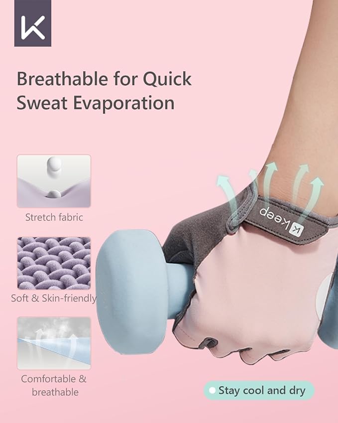 KEEP Workout Gloves for Men & Women, Breathable Skin-Friendly Non-Slip Gym Gloves for Weight Lifting, Pull-Ups, Dumbbells, Cycling, Fitness Training & Home Exercise