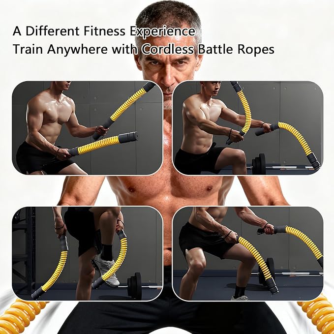 DUROTAN Ropeless Battle Ropes,Adjustable Weight Battle Rope | Anti-Slip Ergonomic Handles for Home Gym & Outdoor,HIIT and Low-Impact Aerobic Training for Men & Women