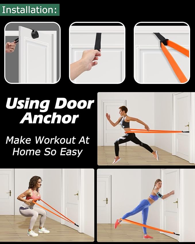 Zacro Resistance Bands Set with Door Anchor, Heavy Duty Pull Up Exercise Bands for Working Out, Muscle Power Strength Training, Physical Therapy, Home Fitness Gym Equipment for Men & Women