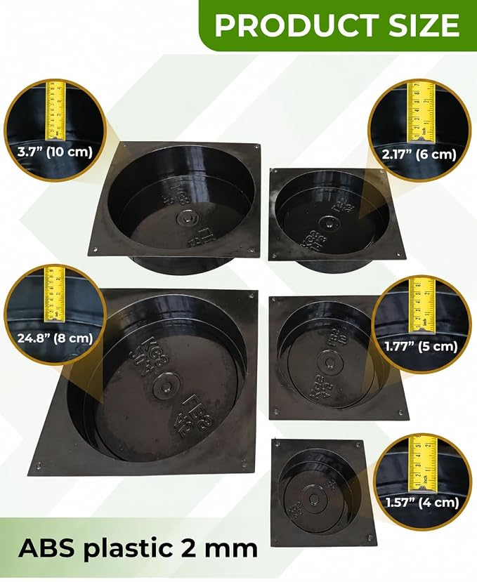 DIY Concrete Weight Mold Set - 5 pcs ABS Plastic 2mm Thick - Dumbbell & Barbell Weight Plates