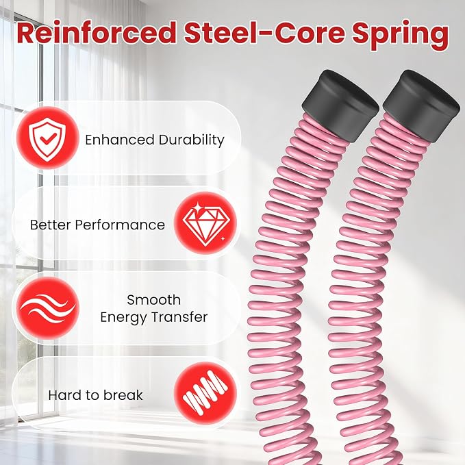 DERACY Pair of 2-in-1 Cordless Battle Ropes with the Connector, Ropeless Battle Ropes for Home Gym, Portable Battle Rope, Home Workout Equipment for Women Men (Pink)