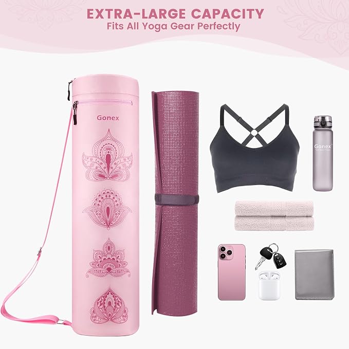 Gonex Yoga Mat Bag, Full-Zip Mat Carrier | 600D Oxford Fabric, Wet Pocket, Front Zip Pocket, Adjustable Strap, Fits Mats up to 26"