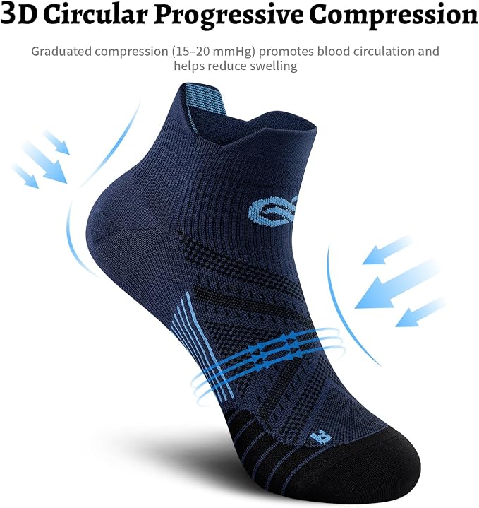 Compression Socks for Men Women Ankle Running Socks for Plantar Fasciitis | Low Cut Athletic Ankle Socks with Ankle & Arch Support for Running, Cycling, Golf, Work, Plantar Fasciitis Relief