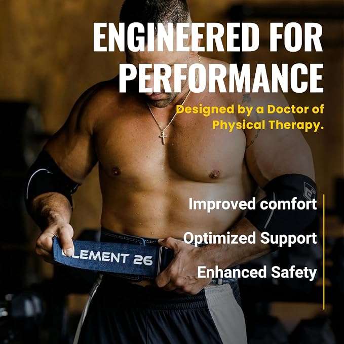 Element 26 Hybrid Leather Weight Lifting Belt | 4” Real Leather Back Support for Gym, Powerlifting, Body Building, Men, Women, Deadlift, Squat, Self Locking, Competition