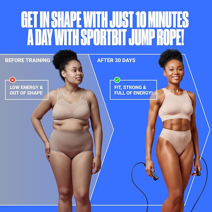 SPORTBIT Adjustable Jump Rope for Fitness and Exercise | Fitness and Exercise, Cardio, Boxing, and Weight Loss, Speed Rope, Men & Women