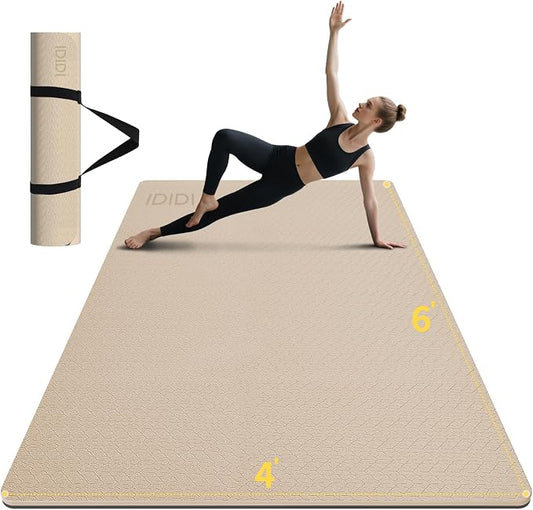 8mm & 10mm Thick Large Yoga Mat (6'x 4') - Extra Long and Wide Workout Mat for Men and Women, Non-Slip POE Fitness Mat, Eco-Friendly Exercise Mat for Home Workouts, Ideal for Yoga and Pilates