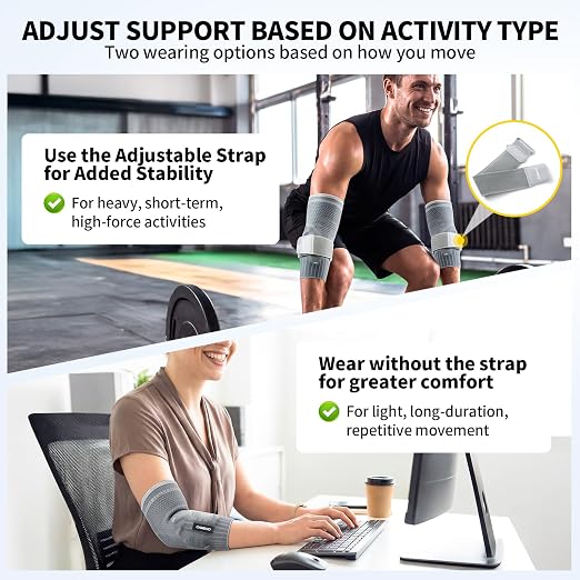 CAMBIVO 2 Pack Tennis Elbow Brace, Dual Gel Pad Compression Sleeve, Black | Adjustable Strap, Targeted Relief for Tendonitis, Golfer‘s Elbow, Breathable Knit, Daily Wear, Non-Slip Fit, for Men Women