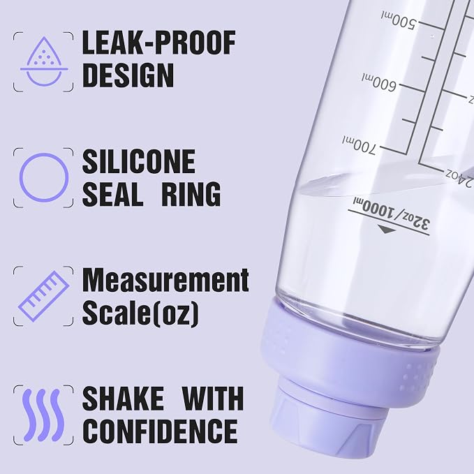 32oz Clear Water Bottle - BPA-Free Tritan Plastic, Fast Flow Spout Lid, Wide Mouth & Leakproof Design Hiking Water Bottle Suitable for Travel, Outdoors, Gym, Travel, Home, School(Light Purple)