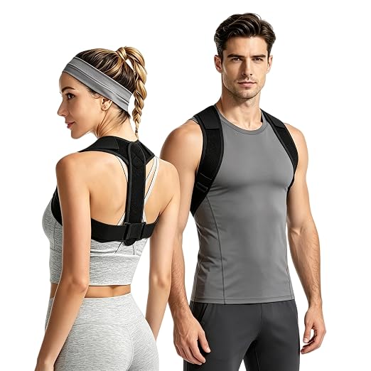 Posture Corrector for Women and Men, Adjustable Upper Back Brace, Breathable Back Support Straightener, Providing Pain Relief from Lumbar, Neck, Shoulder, and Clavicle.