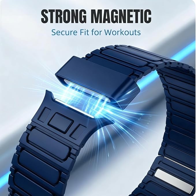 Magnetic Band Compatible with Apple Watch Ultra 3/2/1 Band for Men 49mm 46mm 45mm 44mm 42mm, Silicone Sport Waterproof Loop Strap Magnet Link for iWatch Series SE 11 10 9 8 7 6 5 4 3 2 1(Blue)
