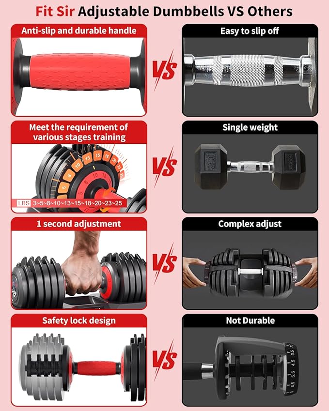 Adjustable Dumbbell Set, 10-in-1 25LB/50LB/90LB Ajustable Dumbbells with Safe Locking System, Enclosed Storage Tray, 1 Sec Fast Adjustment, Comfortable Non-Slip Textured Grip, Suitable for Home Gym Workouts Men and Women