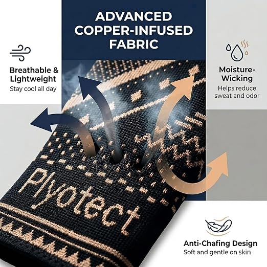 2 Pack Copper Wrist Compression Sleeve for Men and Women | Wrist Brace for Carpal Tunnel, Tendonitis, Arthritis. Breathable Left Right Hand Support for Work, Sleeping,Typing