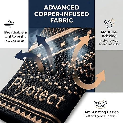 2 Pack Copper Wrist Compression Sleeve for Men and Women | Wrist Brace for Carpal Tunnel, Tendonitis, Arthritis. Breathable Left Right Hand Support for Work, Sleeping,Typing