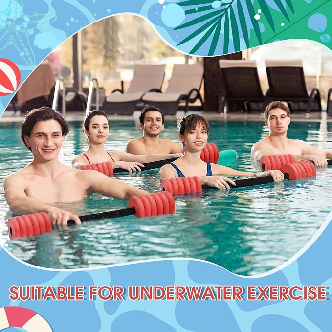 Soulchen Long Aquatic Exercise Dumbbells Pool Exercise Foam Water Weights Dumbbell Aquatic Pool Barbells with High Density EVA Foam for Swim Water Aerobics Workouts Loss