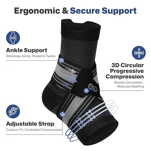 2 Pairs Ankle Braces for Men & Women, Support for Plantar Fasciitis Relief | Arch & Ankle Support Brace with Removable Strap for Swelling, Achilles Tendonitis, Faster Recovery & Boosts Circulation