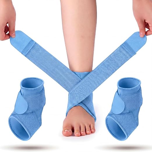 Honoson 2 Pcs Ankle Brace Kid Ankle Support Youth Neoprene Lace up Compression Sleeve Foot Brace Stabilizer with Adjustable Strap for Sport Sprained Plantar Fasciitis Achilles Tendonitis(Light Blue,S)