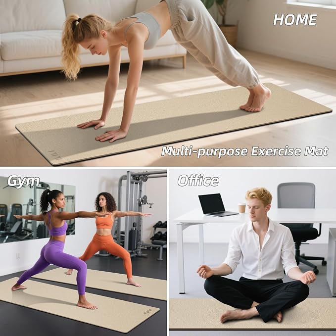 ILILI Yoga Mat 10mm Extra Thick and 193cm Extra Long, 76x28×0.4 Inch, Double Color Non-Slip TPE Material, Easy Carrying with Strap, Ideal for Yoga, Pilates, Floor Exercise, Home and Outdoor Use, Eco Friendly