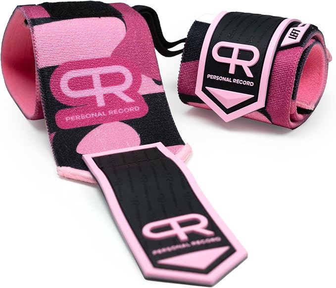 PR Personal Record Heavy Duty Premium Wrist Wraps, More Elasticity, Reinforced Stitching, Extra Wide Strap, Strong Thumb Loop, Larry Wheels Weightlifting Wraps
