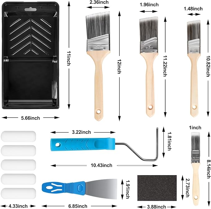 Paint Roller Kit, Paint Brushes and 4 Inch Foam Small Paint Roller Set, All in One Paint Tools for Professional or Home Owners for Professional Painting Results