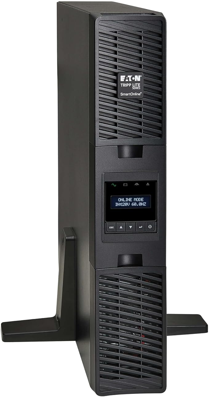 Eaton Tripp Lite Series SmartOnline 1000VA UPS, Pure Sine Wave Double-Conversion, 900W, 2U Rack Mount UPS, Extended Run, Network Card Option, LCD, 2 Year Warranty & $250,000 Insurance (SU1000RTXLCD2U)