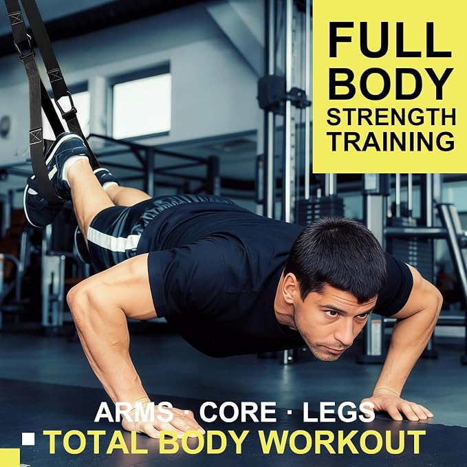 Home Resistance Training Kit - Sling Trainer with Door Anchor | Adjustable straps; Extra-grip handles; Pull ups, dips, rows; Max 500kg; Portable for home, travel & outdoor