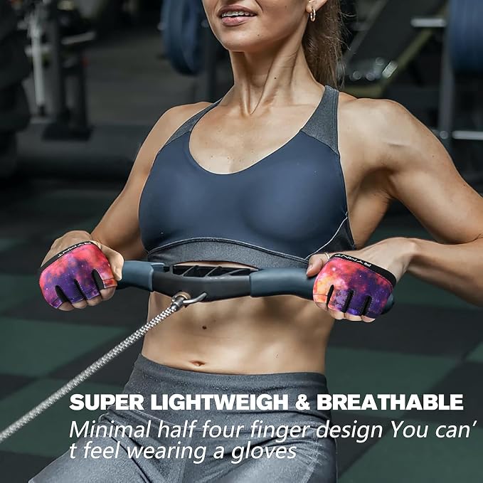 Minimal Workout Gloves for Women Men, Micro Fingerless Gym Gloves Grip Pads | Work Out Gloves for Kettlebells, Weight Lifting, Exercise, Pull Up, ,Cross Training, Silicone Grip Lifting Half Finger Gloves