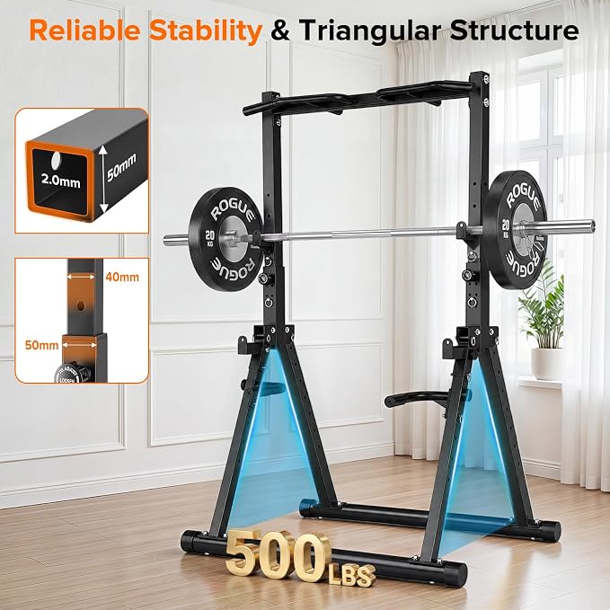Foldable Power Tower Pull Up Bar Station, Adjustable Height | Portable Free Standing,700lbs Load Max, Adjustable Height fits Man,Woman,Power Tower Pull Up Dip Station, Multi Grips