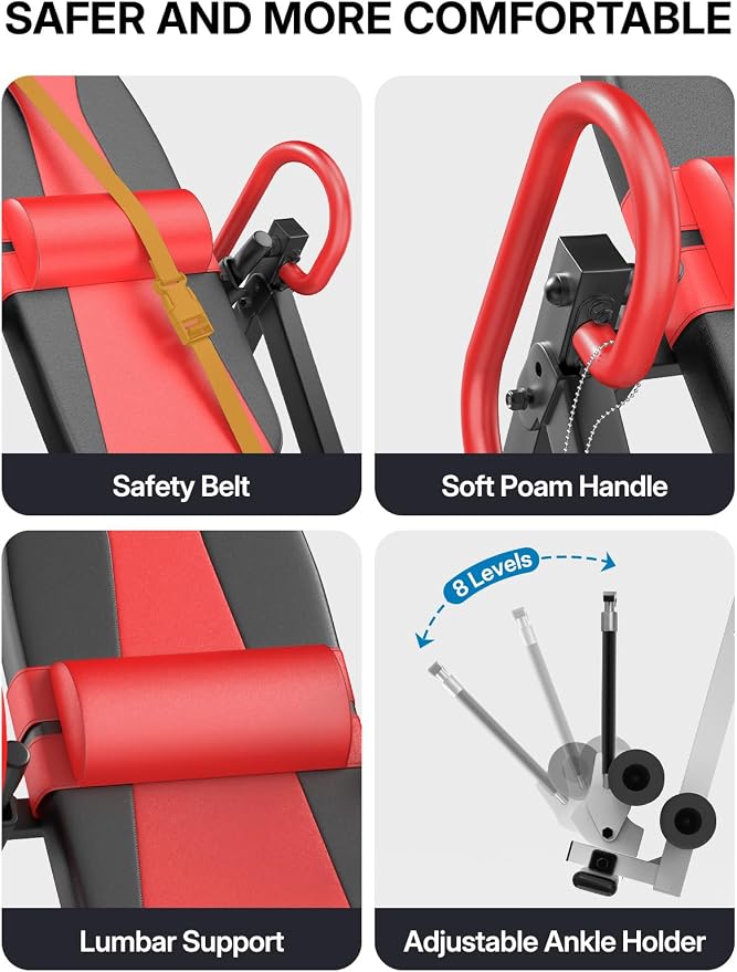 YOLEO Gravity Inversion Table for Back Pain Relief 2026 New Inversion Table w/Lumbar Support Easy to Assemble Back Stretcher Machine 300 lbs