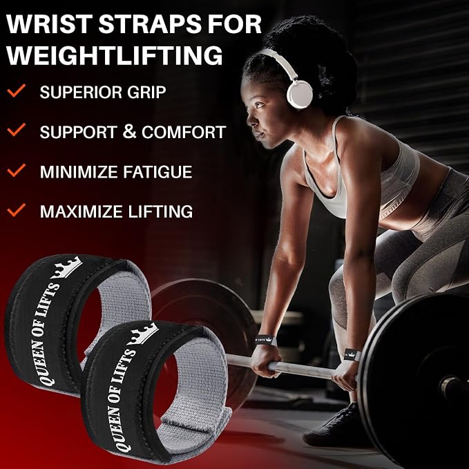 TECEUM Neoprene Padded Cotton Lifting Straps for Weightlifting, 1 Pair