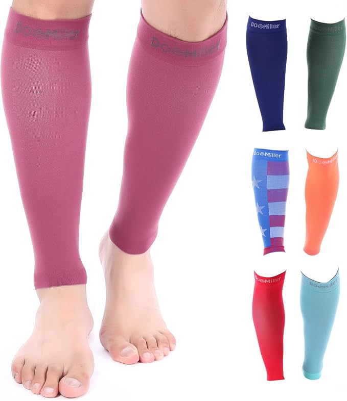 Doc Miller Compression Calf Sleeve for Men & Women, 20-30mmHg | Graduated Support for Running, Shin Splints, Calf Strain, Knee High, Small to 6XL Plus Size