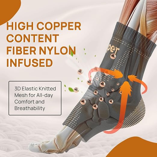 JIUFENTIAN Ultra-Breathable Copper Ankle Braces for Men and Women, Small | AirFlow Knit, Anatomical fit, All-Day Wear - Ankle Sprains & Tendonitis & Plantar Fasciitis & Sports & Injury Recovery
