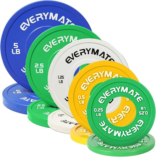 EVERYMATE Change Weight Plates 1.25LB 2.5LB 5LB Set Fractional Plate Olympic Bumper Plates for Cross Training Bumper Weight Plates Steel Insert Strength Training Weight Plates
