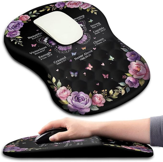 Hokafenle Ergonomic Mouse Pad Wrist Support with Massage Design, Wrist Rest Pain Relief Mousepad with Memory Foam&Non-Slip PU Base, Mouse Pads for Wireless Mouse & Desk (12x8 inch,You are)