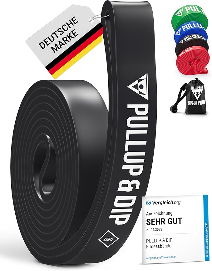 Pullup & DIP Fitness Bands, Resistance Bands with Bag, Door Anchor (with Sets) and Exercise Guide - Single & in Value Set, Pull-Up Band Fitness Band for Calisthenics