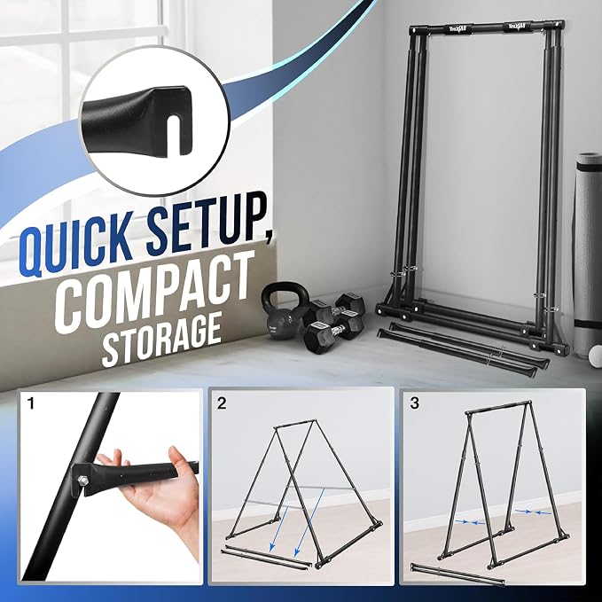 Yes4All Robust Freestanding Pull Up & Chin Up Bar, 126 Levels Adjustable & 770 lbs Capacity Foldable Pull Up Bar Station