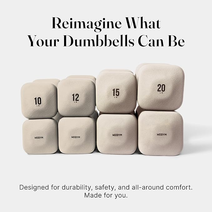 WeGym Square Dumbbells for Home Gym, Hand Weights for Strength Training