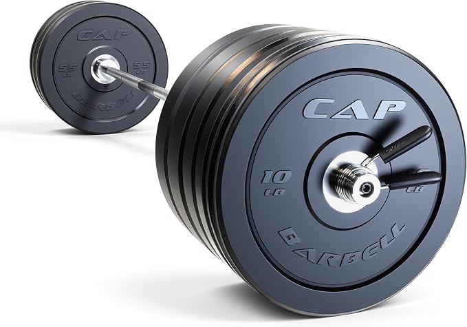 CAP Barbell Olympic Weight Set with 7ft Barbell & Bumper Plates | 160-370 lbs | Multiple Options