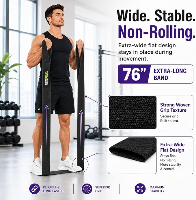 76-Inch Long Fabric Resistance Bands for Women & Men | Heavy Duty, Pull Up Assistance, Non-Slip Elastic, Home Gym Equipment, Strength Training, Pilates & Calisthenics