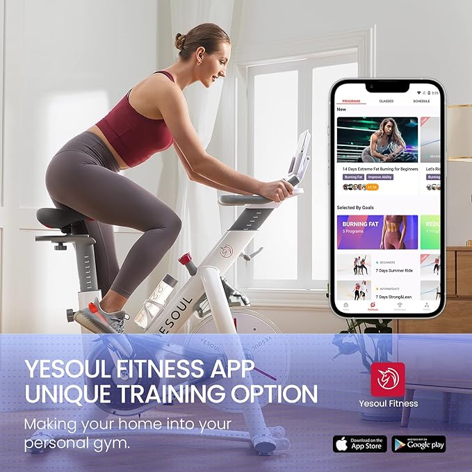 Yesoul Exercise Bike, Stationary Bike for Home with Magnetic Resistance | Smart Bluetooth Tracking, Quiet Magnetic Resistance, Tablet Mount and 350 lb Capacity for Home Gym Cycling Workouts
