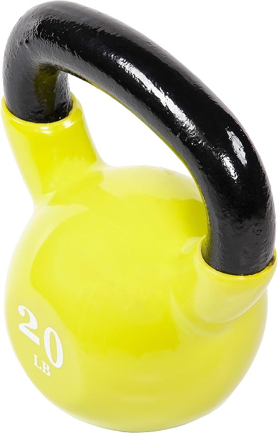 Fitvids All-Purpose Color Vinyl Coated Kettlebell, 5-50 Pounds, Yellow