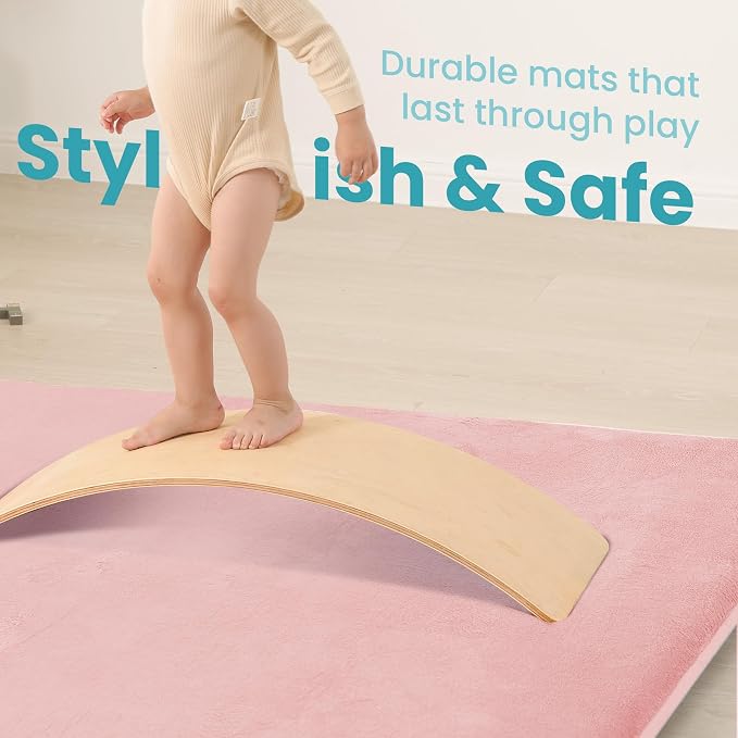 Huloo Sleep Baby Play Mat for Floor,Extra Large 71"×79" Playpen Mat for Toddler,Infant,Kids,1.3" Thick Elasti Foam Non-Slip Nursery Rug,Water Repellent Soft Padded Activity Mats for(Pink)