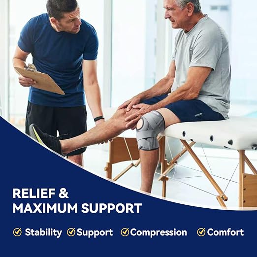 JOMVD Knee Brace for Knee Pain, Meniscus Tear, Adjustable Knee Support with Side Spring Stabilizers for Meniscus Tear, ACL, Arthritis, Knee Pain Relief,Small