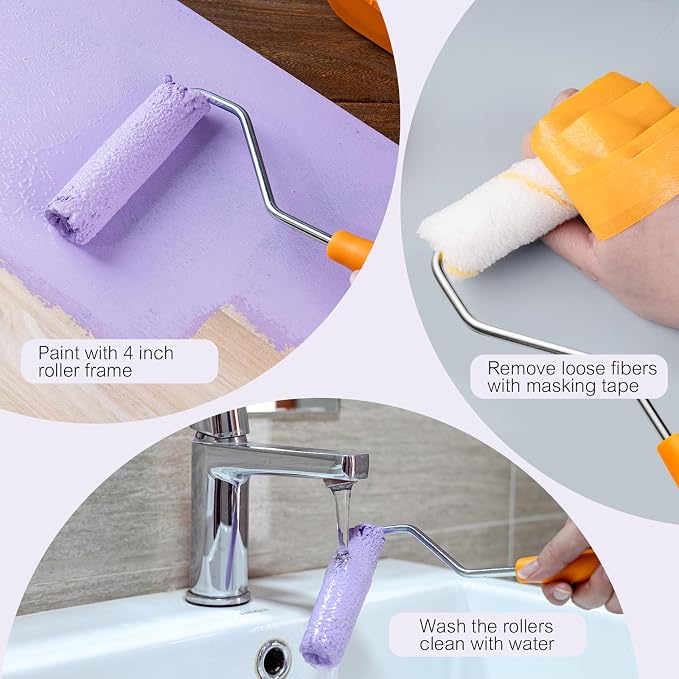 Mister Rui 10 Pieces 4-Inch Small Paint Roller Covers Microfiber Rollers | Mini Microfiber Paint Roller Refills for Painting Walls, Cabinets, Trim, Use with All Paints and Stains, Reusable, 9mm Nap