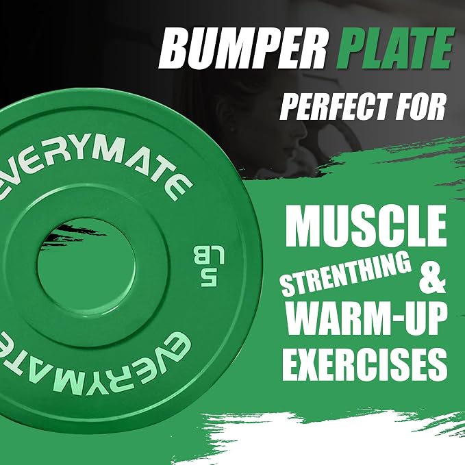 EVERYMATE Change Weight Plates 1.25LB 2.5LB 5LB Set Fractional Plate Olympic Bumper Plates for Cross Training Bumper Weight Plates Steel Insert Strength Training Weight Plates