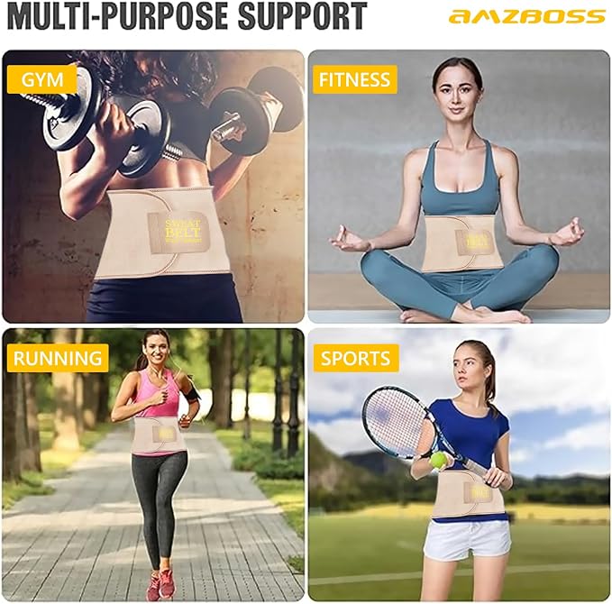 AMZBOSS Waist Trainers for Women Belly Fat, Waist Sweat Band for Women | Sweat Waist Trainer for Women, Belly Band Sweat Belt, Sweat Band for Stomach Weight Loss, Belly Wrap Waist Trimmer